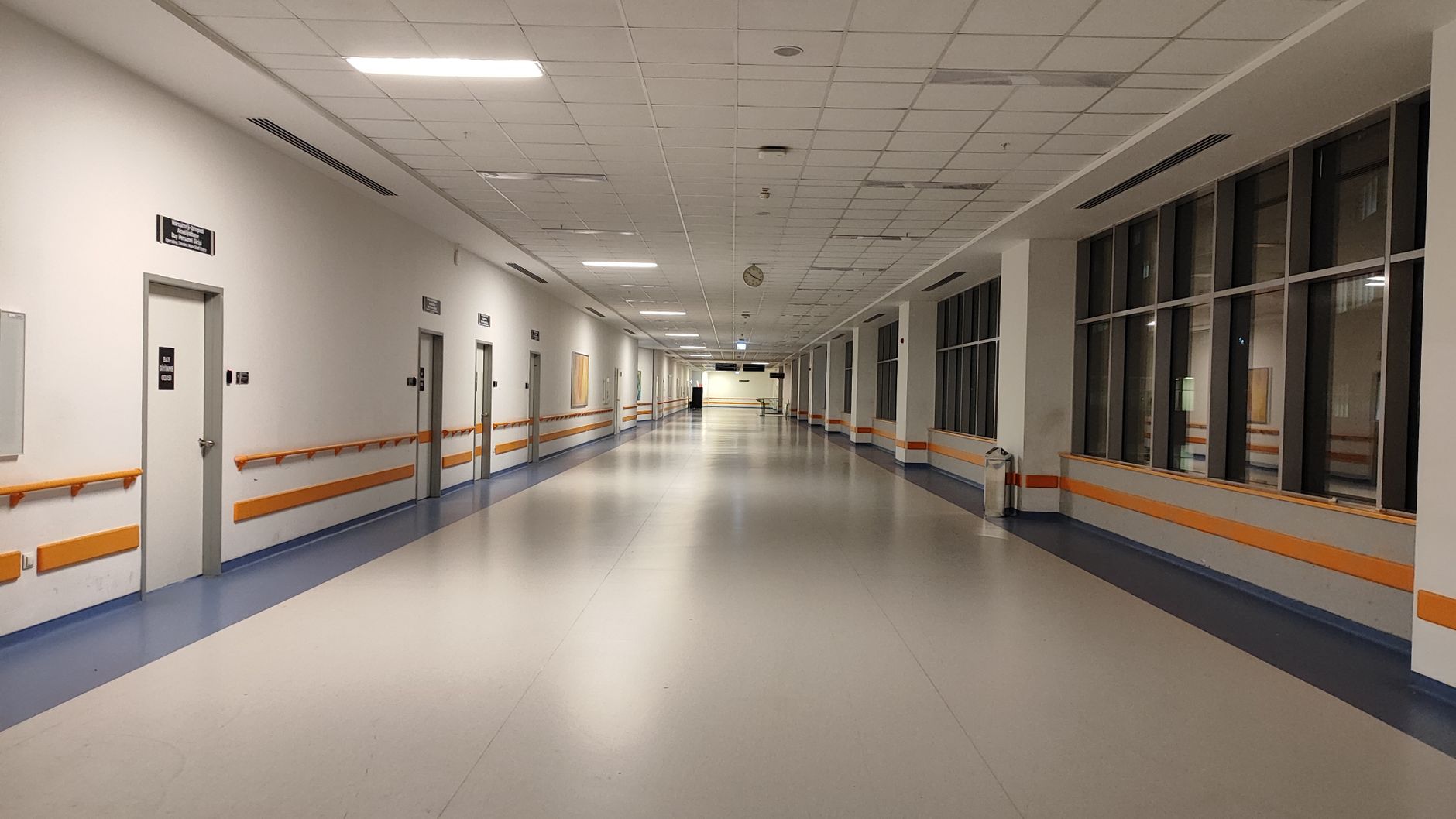 Bright corridor in a modern hospital